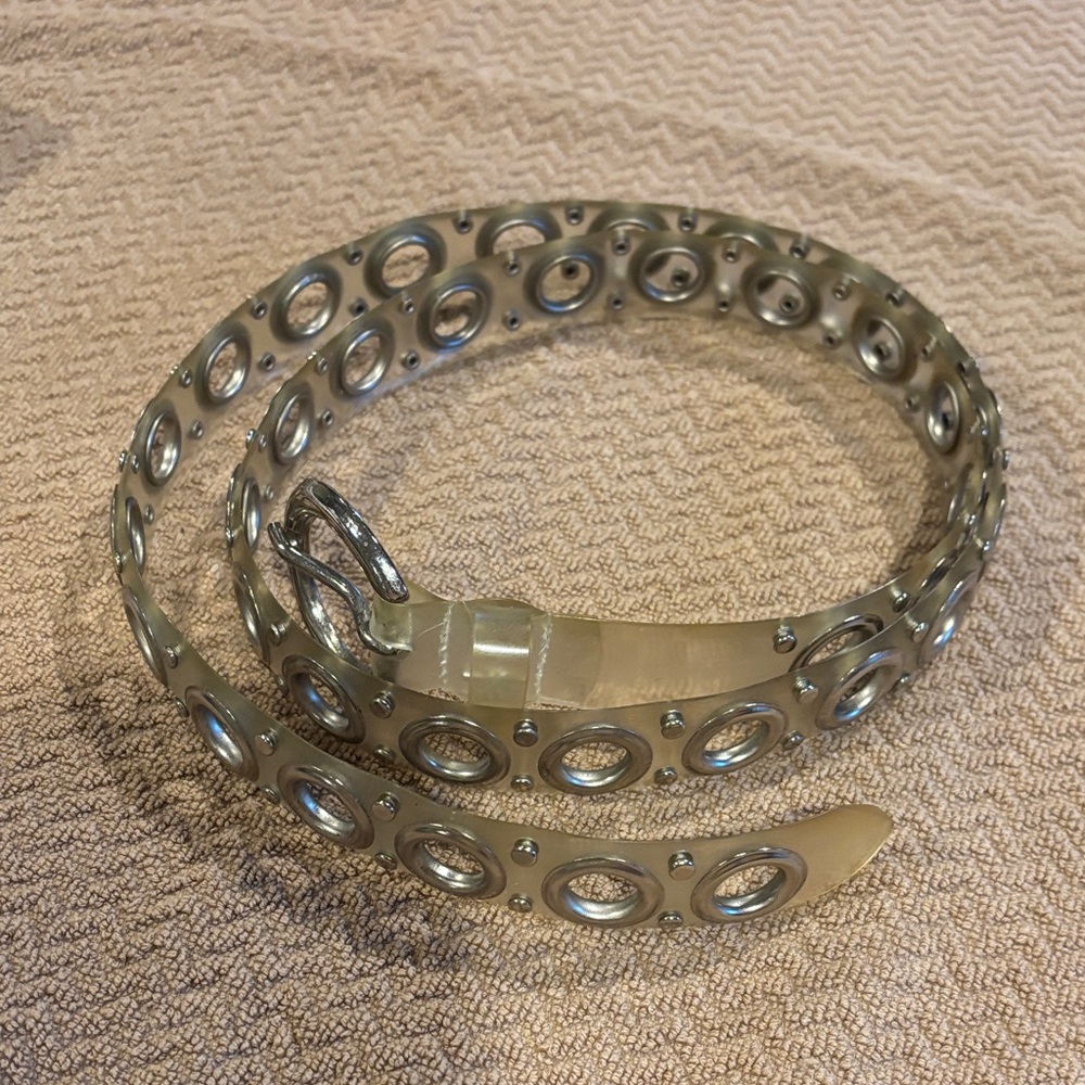Transparent Belt with Silver Grommets